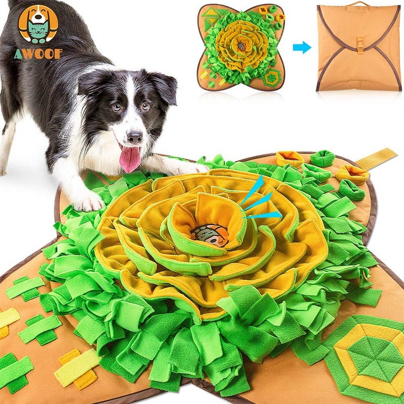 AWOOF Snuffle Mat Pet Dog Feeding Mat, 28''x28'' Interactive Dog Puzzle Toys Encourages Natural Foraging Skills - Image 1